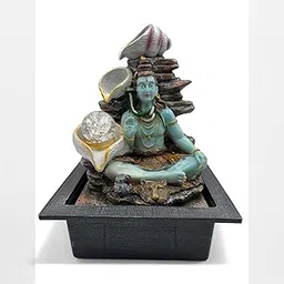 Garden Art Decorative Polyresin Table Top Indoor Outdoor Water Fall Fountain with LED Lights | Lord Shiva Fountain (GA75099)-picture-32