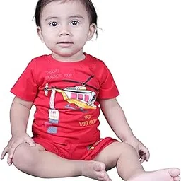Relaxed-Fit Trendy T-Shirt and Short Set for Unisex Baby | Cotton | Red | 12-18 Months | KIDS13995-image-26