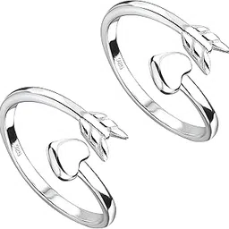 via mazzini 925-92.5 Sterling Silver Arrow Heart Adjustable Toe Rings for Women and Girls Pure Silver (TR0009)-picture-16