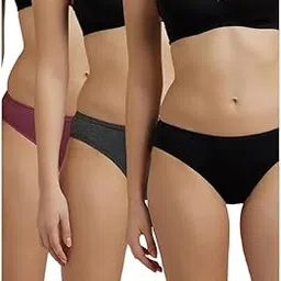louryn koulyn Women's Medium Coverage Super Combed Cotton Mid Waist Bikini with Concealed Waistband (Pack of 3_Colors & Prints May Vary)-picture-42