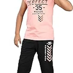 YALZZ HAPPY Boys Supersoft Cotton SLEEVELESS Printed Tshirt & 3/4 Pant Set-LIGHT PINK-Pack of 1-picture-36