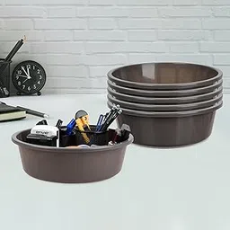 Homestic Pack of 6 Desk Organizer | Stationery Organizer Tub | Multipurpose Storage Organizer | Office Supplies Organizer for Pen-Pencil-Staplers-Clips | Desktop Organizer | 6 LTR | Gray-image-33