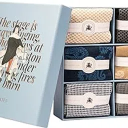 theater Men's Socks Set | Box of 6 | Mercerised Cotton | Mid Calf Length | Anti-Bacterial | Luxury Office Essentials | Soft Fit-picture-41