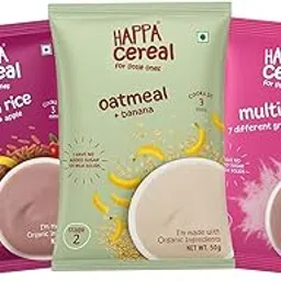 Happa Oatmeal + Banana, Brown Rice + Apple + Banana and Multigrain Cereal for Babies | Only Natural Ingredients | No Sugar, Oil, Milk Powder, Flavours or Colours | Traditional Porridge Recipe | Cooks in 3 Minutes | Stage 2 (6 Months+) | Pack of 3 (50g Each)-picture-25