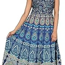 rangun Cotton Women's Cotton Jaipuri Printed Maxi Long Dress (Free Size MultiColor)-picture-54