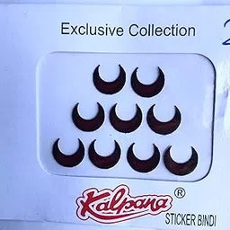Kalpana Maroon Half Moon Bindi Sticker, Marathi Style, Traditional, Maroon, Size - 2, Pack of 12-picture-20