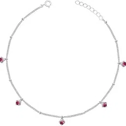 unniyarcha UnniyarchaSingle Red Zircon Silver 92.5 Anklet for Women Pure Silver 925, Sterling Silver Jewellery with Certificate of Authenticity & 925 Silver SINGLE Anklet for Women-picture-12