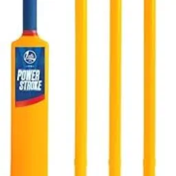 Lata Toys Powerstroke Junior Cricket Set – 1 Bat, 3 Stumps, 2 Bails, 1 Base & 1 Tennis Ball | Durable Plastic Cricket Kit for Boys & Girls | Outdoor Play Toy for Garden, Park & Beach Yellow-image-23