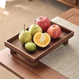 WOOD ART STORE Wooden Brown Fruit Tray | Rustic Tray for Friut Display, Serving, Decoration, Storage Home Decor (Pack of 1)-image-16