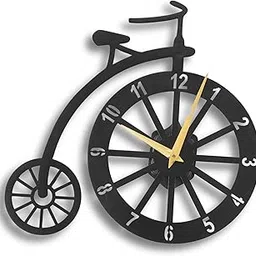 RAP CREATION Gold Needle Numerals Cycle Shape Metal Analog Wall Clock for Home & Office | Big Size Stylish Latest Home Decor | (40 X 40 CM) | Black Color (Battery Included)-image-18