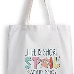 ashvah Canvas Tote Bags for Women, College Bag for Girls, Tote Bag for Shopping, Travel & Beach Bags for Women - Life IS Short - D No - 050-picture-17