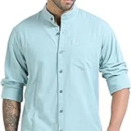 u. s. pitchers Mens Cotton Linen Chinese Collar Full Sleeve Casual Shirt | Mandarin Collar Stylish Regular Fit Shirt-picture-13