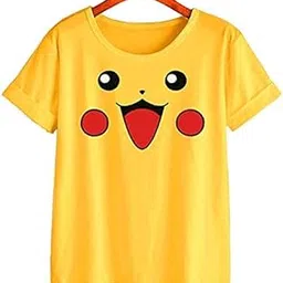fabitto Women's Regular Fit Printed T Shirt (Yellow) image 1