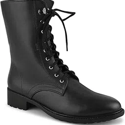 shuz touch Black Solid Laceup Boots-picture-41