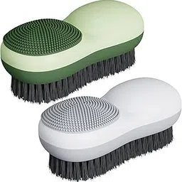 Oasisgalore Laundry Stain Brush 2 Pack Two-Side Soft Bristle Scrub Brush for Stain Removal Silicone Household Clothes Washing Brush Dual-use Scrubbing Brush for Clothes Underwear (Green and White)-image-67