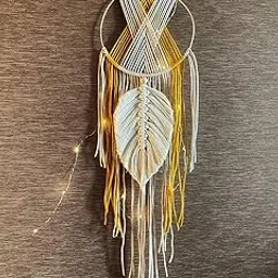 Waterlily House - Cotton Macrame Dream Catcher Type Woven Feather Wall Hanging Handmade Dreamcatcher Boho Tassels Decoration Home Decor Ornament Craft. (Dc C 01 Pcsyellow,Beige)-image-93