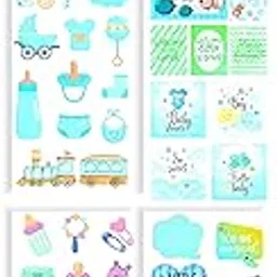 Craftastique Scrapbooking Baby Boy Elements & Tags Sheets (4 Sheets), Multicolour-picture-29