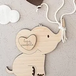 Haoser Set 1 Wooden Elephant Monthly Milestone Markers – Baby Photo Prop | Jungle Theme Nursery Decor | Baby Shower Gift | Newborn Milestone Discs – 4 Inch – Optional Custom Heart Markers-picture-15