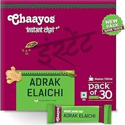Chaayos Instant Tea Premix - Adrak Elaichi Flavour - Regular Sugar (22g * 30 sachet) (Makes 150ml), Ginger Powder, Eliachi Powder, Premix Tea, Desi Chai-image-2