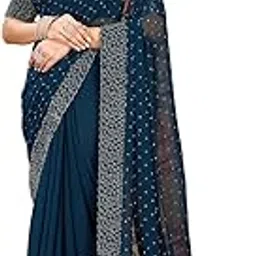 satrani Women's Georgette Stone Work Saree with Unstitched Blouse Piece-picture-53