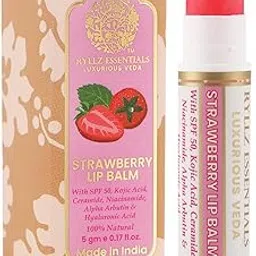 RYLLZ ESSENTIALS Strawberry Lip Balm | SPF 50 PA+++ | With Shea Butter, Kojic Acid, Ceramide, Niacinamide, Alpha Arbutin & Hyaluronic Acid | Pink Tint | For Lip Lightening & Moisturized Lips | 5 Gm-image-98