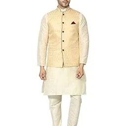 Uri and Mackenzie Men's Kurta Churidar Pyjama with Ethnic Jacket/Waiscoat-picture-23