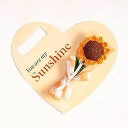 The Zappy Box You're My Sunshine Crochet Sunflower Bouquet, 12 x 10.5 Inches & 350 GSM Heart-Shaped Gift, Sunflower Gift, Artificial Sunflower Bouquet, Crochet Sunflower Birthday Bouquet, Net Qty: 1-image-15