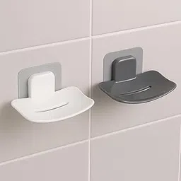 WORA Soap Stand for Bathroom - Self Adhesive, Wall Mounted Bathroom Accessories, No Drill Holder, Ideal for Kitchen Accessories and Home Organization (2, 1Grey + 1White, Oval)-picture-25