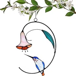 F FABOBJECTS® Hummingbird Sun Catcher,2D Acrylic Hummingbird with Flower Decor for Indoor | Hummingbird Decoration, Bird Sun Catcher, Art Craft for-picture-11