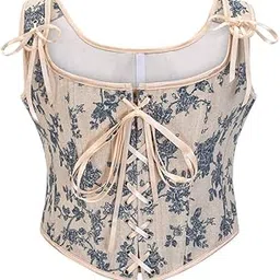 mastyle Women’s Retro Oil Painting Corset | Front Strap Lace-Up Vest Style Body Shaper | Slim Fit Bustier-picture-42