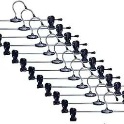 RARE-ZONE Stainless Steel Hangers|Plastic Adjustable Non Slip Clips|Space Saving Swivel Hook|Cloths Pants Skirt Children Shorts Hanger|Slack Jacket Dress Shirt Clothes Scarf Saree Coat (12 Pieces)-picture-24