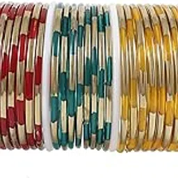 nmii Glass with Golden Polished and Glossy Bangle Set For Women/Girls-picture-37