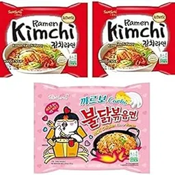 Samyang Ramen Kimchi Noodles PK2 & Buldak Carbo Noodles PK1(Pack of 3) (420gm) (Imported) Instant Noodles Non-vegetarian (3x140 g)(Combo Pack)-picture-19