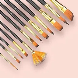 Rana Professional Art Paint Brush Set, 10 Pieces, Black Handles with Gold Ferrules, Mixed Sizes-picture-16