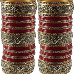 vidhya kangan Magenta Stone Stud Acrylic Woman Bangle-picture-39