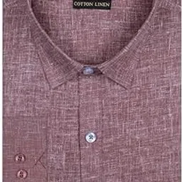 accox Men's Full/Long Sleeves Formal Regular Fit Cotton Linen Plain Shirt (GCRFS27) Maroon-picture-35