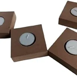 DIY Tea Light Candle Holder Set – 4 Plain MDF Wood Holders – Unfinished Wooden Bases for Painting, Crafting, Decorating & Candle Making Projects (8 x 8 x 2.5)-picture-25