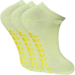 usoxo Women Cotton Anti-Skid and anti slip ankle Socks | Grip socks | Pack of 3, Green-picture-10
