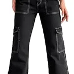 kateclo Women Comfort High-Rise Cargo Style Jeans-picture-11