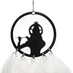Decorative Dream Catcher with Elegant Silhouette Design and Blue Feathers | Boho Wall Hanging for Home Decor (White)-image-31