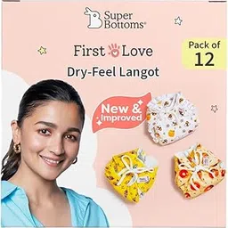 SuperBottoms DryFeel Baby Langot 0-6 months l Organic Cotton Modern Baby Nappy l Mess-free Langot with Gentle Elastics l Super DryFeel Top Layer l Diaper-free Time Essential | 12 Pack-image-76