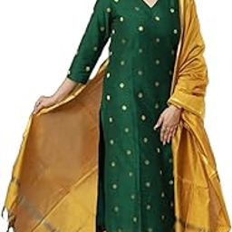 gosriki Women's Rayon Viscose Straight Printed Kurta with Pant & Dupatta-picture-2
