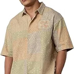 the souled store Avatar: Everything's Connected Men and Boys Short Sleeves Collared Neck Button Front Beige Graphic Printed Cotton Oversized Shirts-picture-22