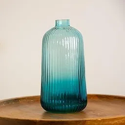 Praahi Lifestyle Decorative Bottle Glass Vase for Flower | Blue | Real & Artificial Flower Pot for Home Decor, Office and Living Room Centerpieces| 8.5 inches |Christmas Gifts, Wedding Gift-image-4