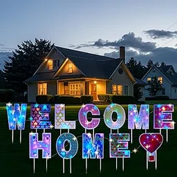 TUBAGOU 2021 Welcome Home Yard Signs with Stakes Support Custom Themes – Welcome Back Home Yard Sign Outdoor Lawn Decorations - Set of 15…-picture-53