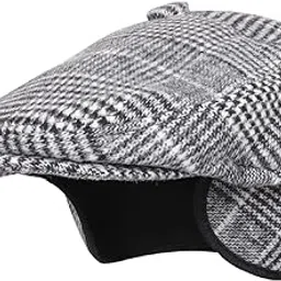 zacharias Men's Checkered Winter Woolen Ascot Golf Cap with Earflap bg-08 (Pack of 1)-picture-23