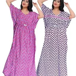 JGPS Latest Trending Women's Cotton Printed Kaftan/Nightgown/Nighty/Maxi Style-798 Multicolour-picture-23