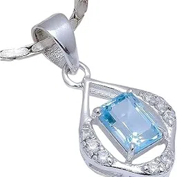 anika jewellers Blue Topaz, White Topaz Gemstone 925 Sterling Silver Pendant(1.6 gm)-picture-22