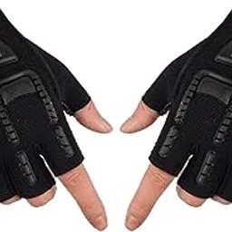 EVOLON DEALS Non-Slip Unisex Outdoor Anti Slip Bicycle Cycling/Riding/Sports/Outdoor Activities Half Finger Gloves for Gym Black Color-picture-13