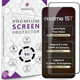 Mobilebies® Premium Tempered Glass Screen Protector Guard For Realme 15T 5G (6.57 Inch, Pack of 1) | HD Clear Edge to Edge Coverage With Easy to installation kit image 1